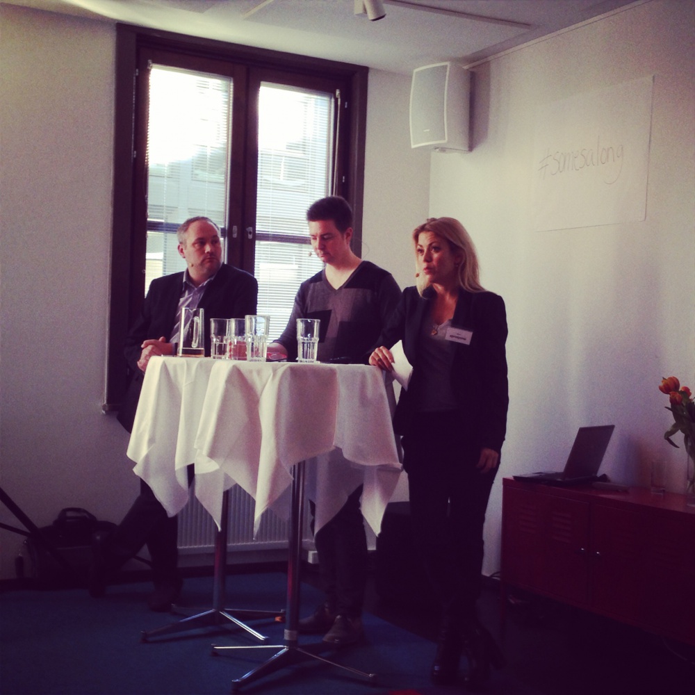 Seminarium Springtime PR. F.v. Johan Englund, Jonas Morian, Karin Bäcklund.